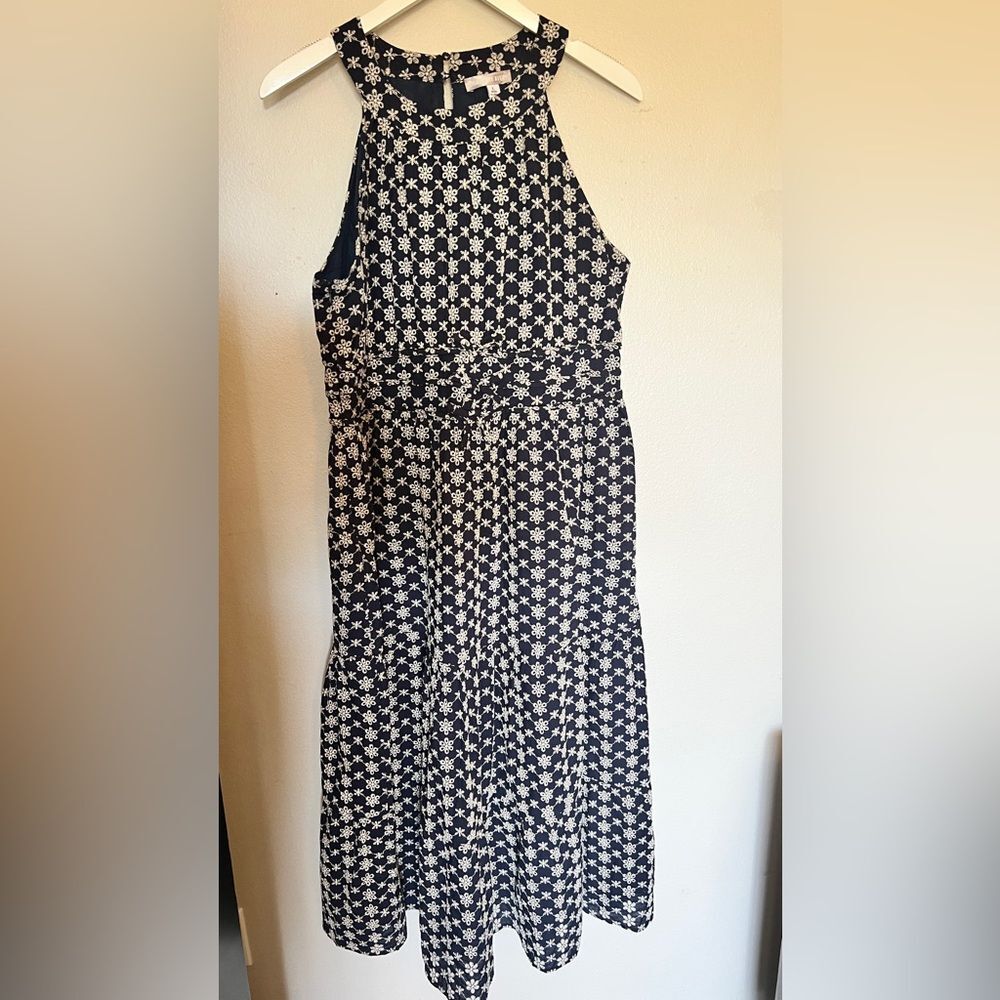 Charlotte Avery Blue Sleeveless Floral Dress Large